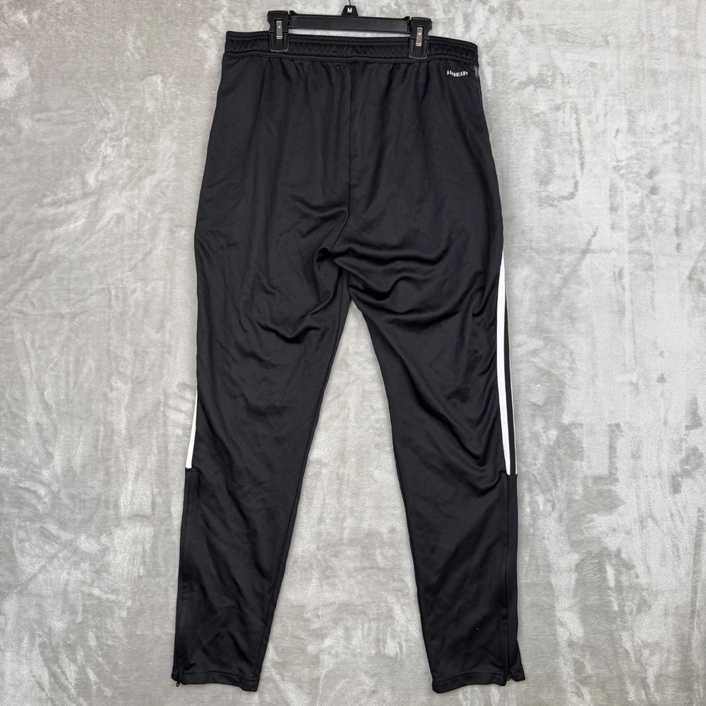 Adidas Aeroready Mens Track Pants Black White Striped Ankle Zip Joggers Size L
